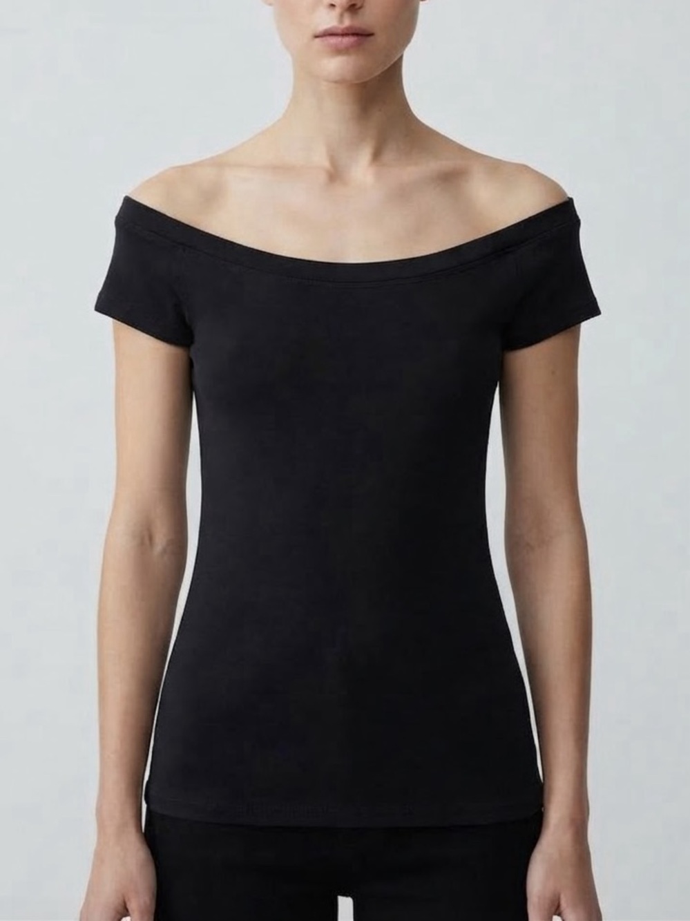 Lauren Ralph Lauren Off-the-Shoulder Black Stretch Top, women’s XXS